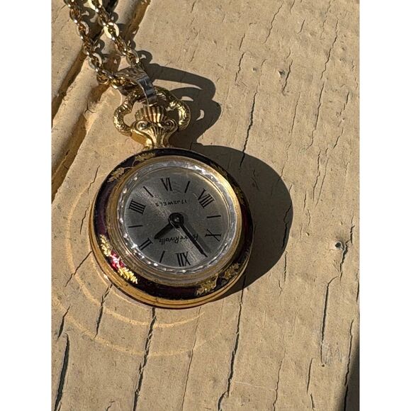 Vintage Andre Rivalle 17 Jewel Swiss Pendant Watch Necklace with Chain - Picture 3 of 4